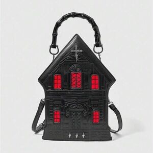 Gothic Victorian House Purse Black & Red Cathedral Style Spooky Handbag